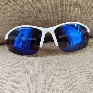 Star Wars Men Sunglasses White Frame Blue Mirror Lens Wrap Eye Wear TIE FIGHTER